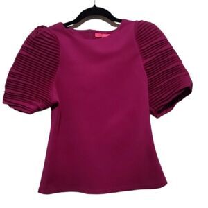 Xtaren Women's Pink Puffy Short-Sleeve Blouse Size Small